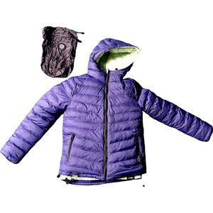 SMOL Double-Layered Reversible Blue/Green Packable Puff Jacket w Hood - Small